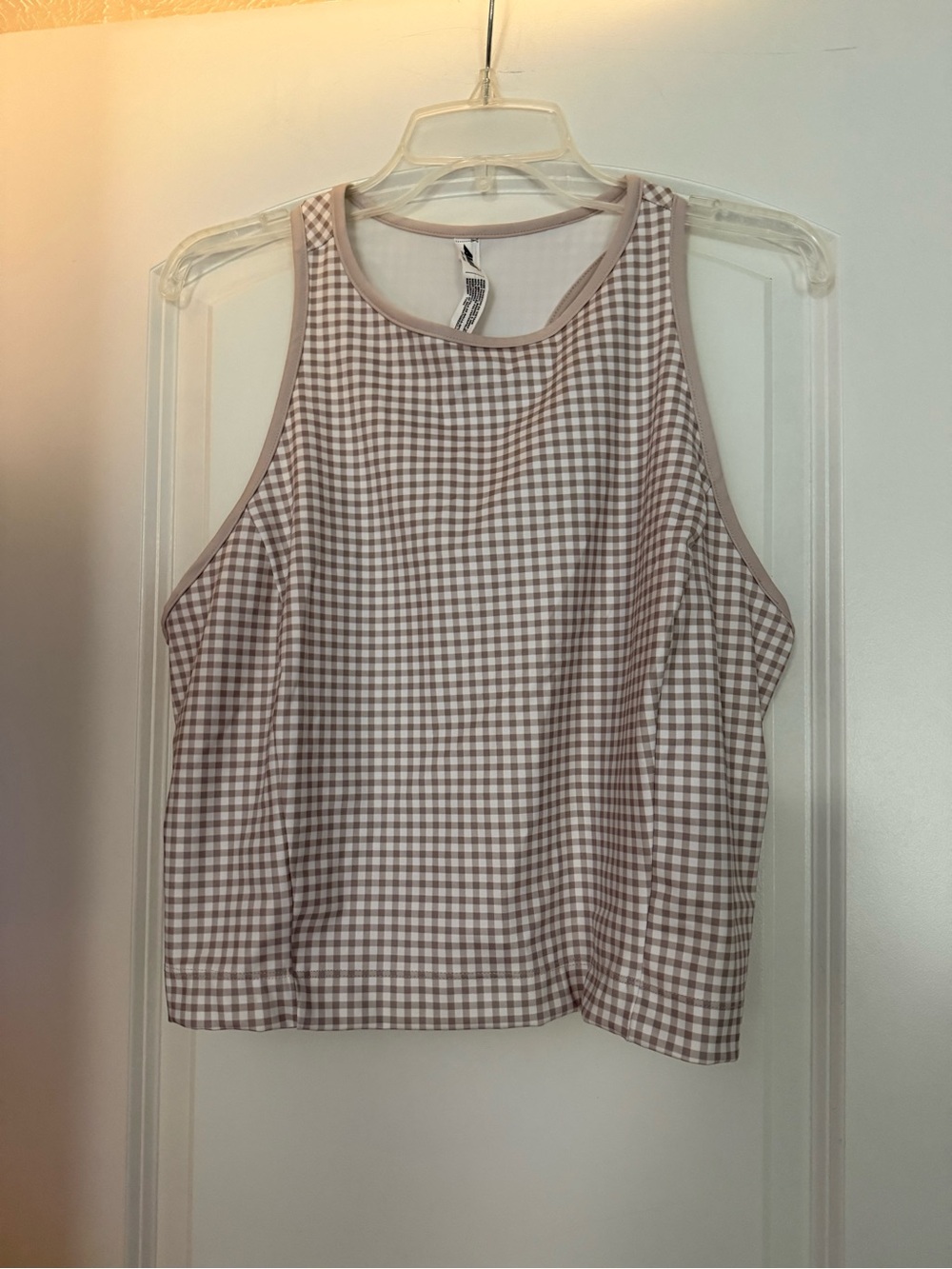 Classic Gingham Sleeveless Top in Light Brown